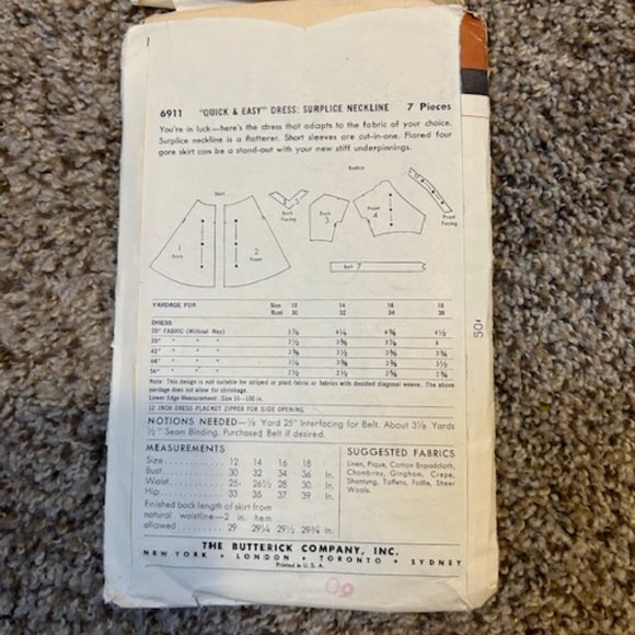 Vintage Sewing Patterns- Butterick & Vogue dresses- Lot of 2 - Picture 2 of 10